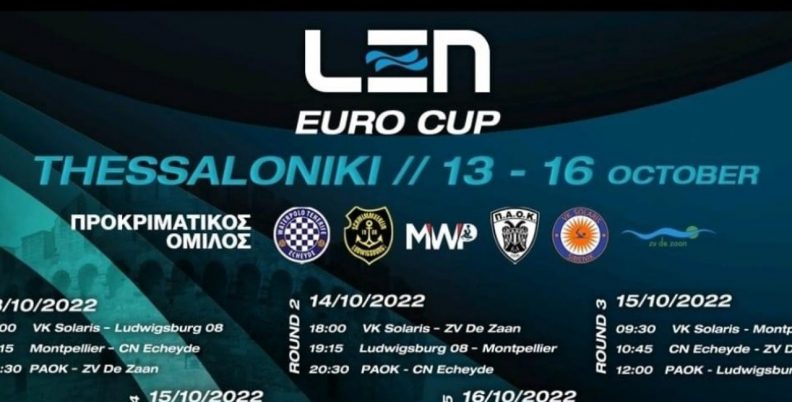 Ορίστηκαν οι αγώνες του ΠΑΟΚ στο LEN Euro Cup